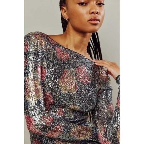 NWOT Free People multicolour floral sequin top, S - Picture 12 of 16